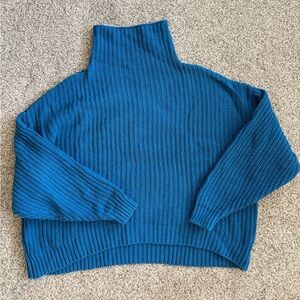 Free People Vibrant Blue Cowl Neck Sweater